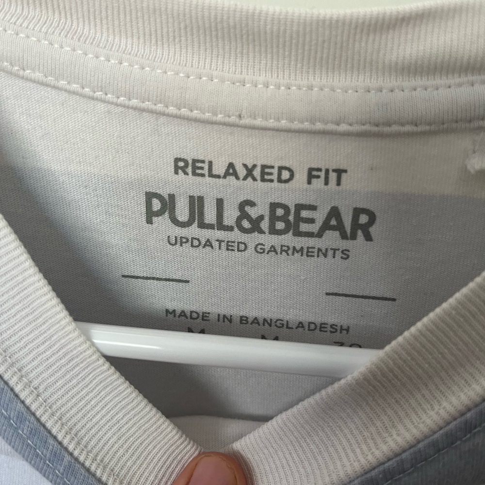 Pull&Bear Casual White and Gray Tee